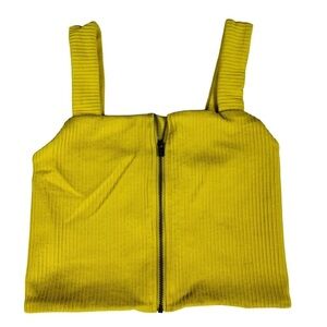 OFFLINE By Aerie Seamless Zip Front Crop Tank Top Size M Green NWOT